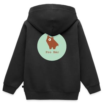 Pro Bär, Pro Braunbär, Pro Natura - Kinder Premium Organic Zip Hoodie - Schwarz - Hinten - AI Model Kid Male (0cm)