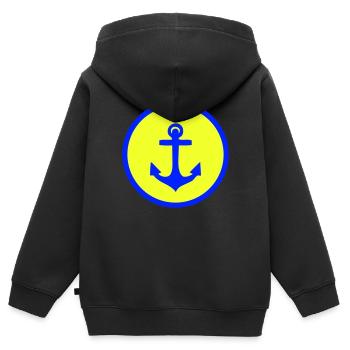 Ancre - Sweat Premium à capuche zippé enfant bio - noir - Dos - AI Model Kid Male (0cm)