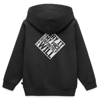 Mon visage le fera certainement - Sweat Premium à capuche zippé enfant bio - noir - Dos - AI Model Kid Male (0cm)