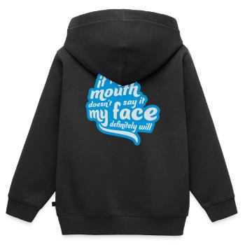 Mon visage le fera certainement - Sweat Premium à capuche zippé enfant bio - noir - Dos - AI Model Kid Male (0cm)