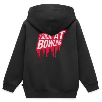 I suck at bowling - Kinder Premium Organic Zip Hoodie - Schwarz - Hinten - AI Model Kid Male (0cm)