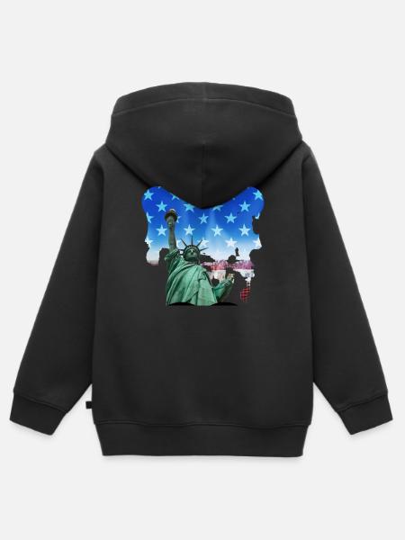 Freiheitsstatue, USA - Kinder Premium Organic Zip Hoodie - Schwarz