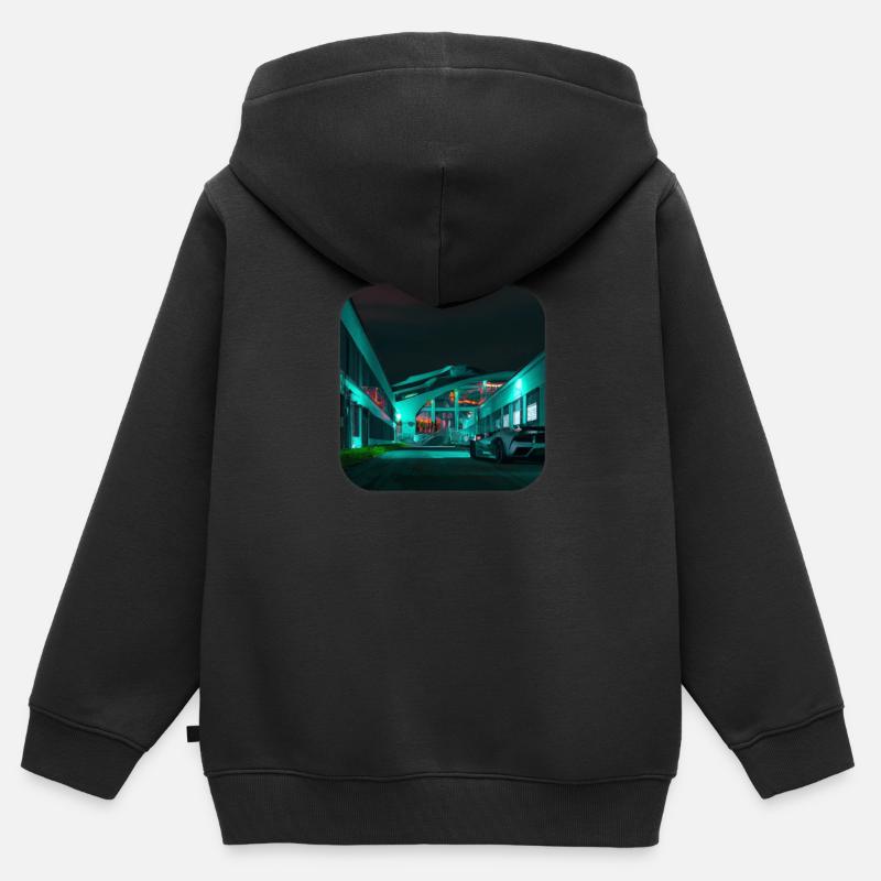 « Sant’Agata Bolognese #1.1 » - Sweat Premium à capuche zippé enfant bio - noir