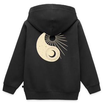 Équilibre cosmique - Sweat Premium à capuche zippé enfant bio - noir - Dos - AI Model Kid Male (0cm)