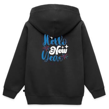 Hello New Year - Kinder Premium Organic Zip Hoodie - Schwarz - Hinten - AI Model Kid Male (0cm)