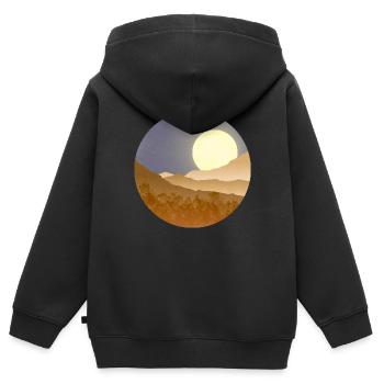 Lune dans le paysage nocturne - Sweat Premium à capuche zippé enfant bio - noir - Dos - AI Model Kid Male (0cm)
