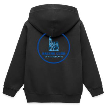 Rennclub Straßburg - Kinder Premium Organic Zip Hoodie - Schwarz - Hinten - AI Model Kid Male (0cm)