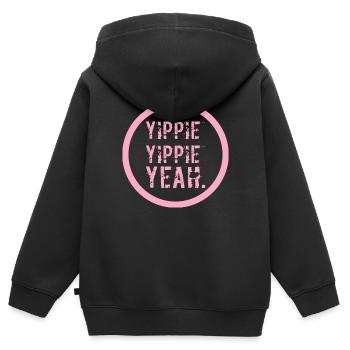 YIPPIE YIPPIE YEAH - Nouveau design original :) - Sweat Premium à capuche zippé enfant bio - noir - Dos - AI Model Kid Male (0cm)