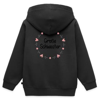Große Schwester - Kinder Premium Organic Zip Hoodie - Schwarz - Hinten - AI Model Kid Male (0cm)