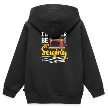 Schneiderin Nadel Stricken Maßschneider - Kinder Premium Organic Zip Hoodie - Schwarz - Hinten - AI Model Kid Male (0cm)
