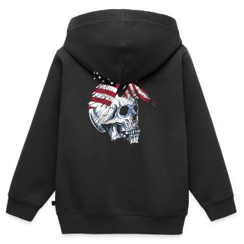 skull eagle - Kinder Premium Organic Zip Hoodie - Schwarz - Hinten - AI Model Kid Male (0cm)