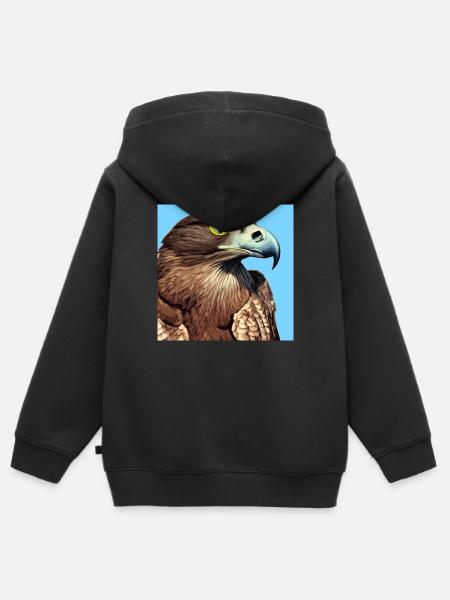 Adlerkopf-Illustration - Kinder Premium Organic Zip Hoodie - Schwarz