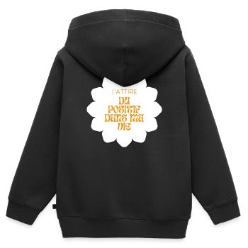 Positive attitude - Sweat Premium à capuche zippé enfant bio - noir - Dos - AI Model Kid Male (0cm)