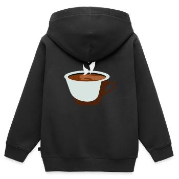 Coffee Illustration Gift Idea for Coffee Drinkers - Kids Premium Organic Zip-up Hoodie - black - Back - AI Model Kid Male (0cm)