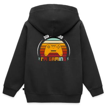 Nicht stören Ich spiele Geschenk Humor Spieler - Kinder Premium Organic Zip Hoodie - Schwarz - Hinten - AI Model Kid Male (0cm)