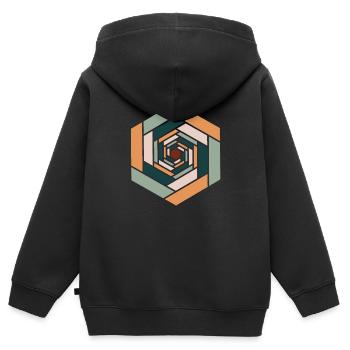 Hexagone infini coloré - Sweat Premium à capuche zippé enfant bio - noir - Dos - AI Model Kid Male (0cm)