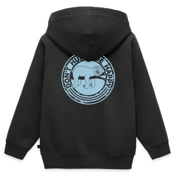 Ne vous dépêchez pas d’être heureux - Sweat Premium à capuche zippé enfant bio - noir - Dos - AI Model Kid Male (0cm)