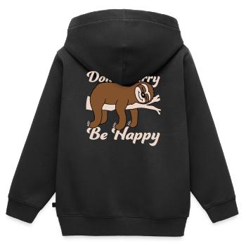 Ne vous dépêchez pas d’être heureux - Sweat Premium à capuche zippé enfant bio - noir - Dos - AI Model Kid Male (0cm)