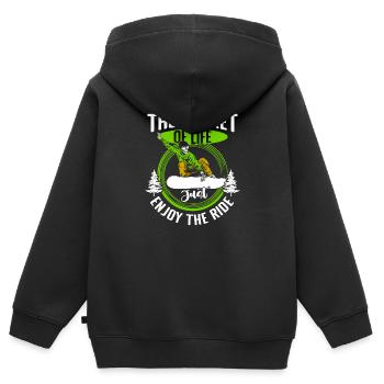 Snowboarder Schnee Pistensau - Kinder Premium Organic Zip Hoodie - Schwarz - Hinten - AI Model Kid Male (0cm)
