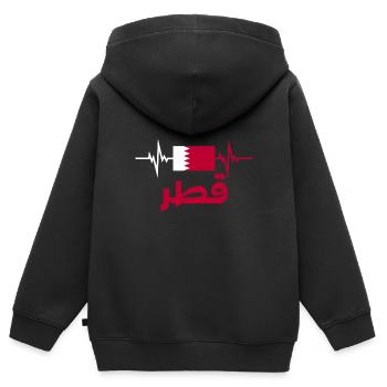 Katar Fußball 2022 Herzschlag Katar - Kinder Premium Organic Zip Hoodie - Schwarz - Hinten - AI Model Kid Male (0cm)