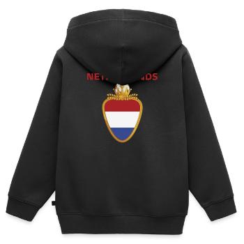 Pays-Bas Football 2022 supporter Netherlands foot - Sweat Premium à capuche zippé enfant bio - noir - Dos - AI Model Kid Male (0cm)