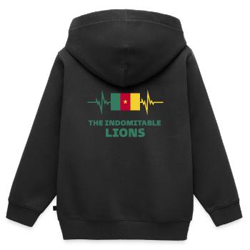 Kamerun Fußball 2022 Herzschlag Kamerun - Kinder Premium Organic Zip Hoodie - Schwarz - Hinten - AI Model Kid Male (0cm)
