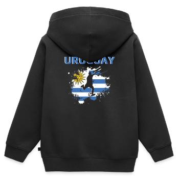 Uruguayischer Fußballfan 2022 - Kinder Premium Organic Zip Hoodie - Schwarz - Hinten - AI Model Kid Male (0cm)