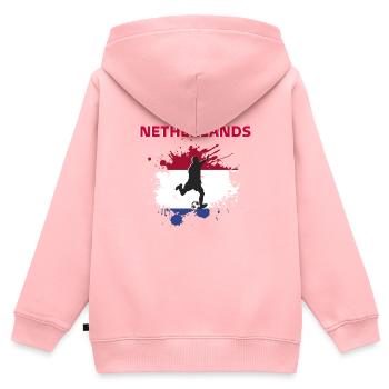 Pays-Bas Football 2022 supporter Netherlands foot - Sweat Premium à capuche zippé enfant bio - rose - Dos - AI Model Kid Female (0cm)