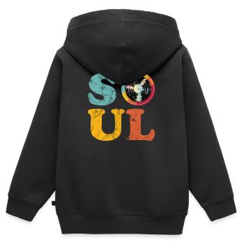 Âme Rétro - Sweat Premium à capuche zippé enfant bio - noir - Dos - AI Model Kid Male (0cm)