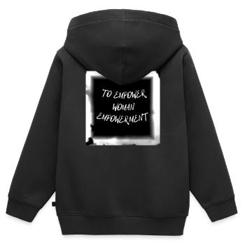 Frauen Bewegung - Kinder Premium Organic Zip Hoodie - Schwarz - Hinten - AI Model Kid Male (0cm)