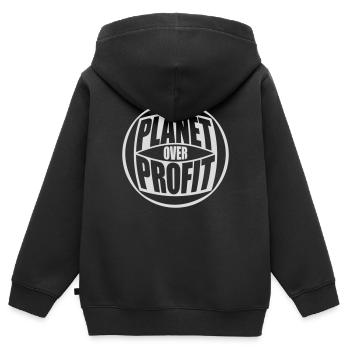Planète sur le devis de profit - Sweat Premium à capuche zippé enfant bio - noir - Dos - AI Model Kid Male (0cm)