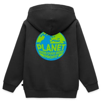 Planète sur le devis de profit - Sweat Premium à capuche zippé enfant bio - noir - Dos - AI Model Kid Male (0cm)