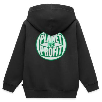 Planète sur le devis de profit - Sweat Premium à capuche zippé enfant bio - noir - Dos - AI Model Kid Male (0cm)