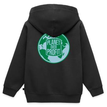 Planète sur le devis de profit - Sweat Premium à capuche zippé enfant bio - noir - Dos - AI Model Kid Male (0cm)