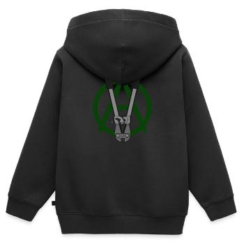 Anarchisme végétalien vert foncé - Sweat Premium à capuche zippé enfant bio - noir - Dos - AI Model Kid Male (0cm)