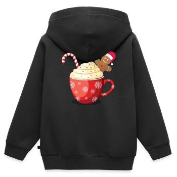 Weihnachtliche Schokotasse - Kinder Premium Organic Zip Hoodie - Schwarz - Hinten - AI Model Kid Male (0cm)