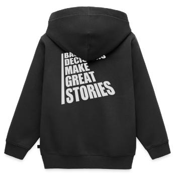 bad decisions great stories - Kids Premium Organic Zip-up Hoodie - black - Back - AI Model Kid Male (0cm)