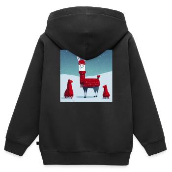 Süßes Lama Rot-Weißer Weihnachtsschal - Kinder Premium Organic Zip Hoodie - Schwarz - Hinten - AI Model Kid Male (0cm)