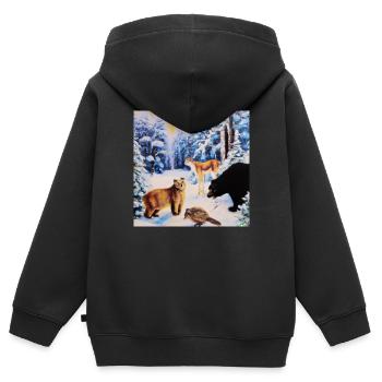 Waldtiere - Kinder Premium Organic Zip Hoodie - Schwarz - Hinten - AI Model Kid Male (0cm)