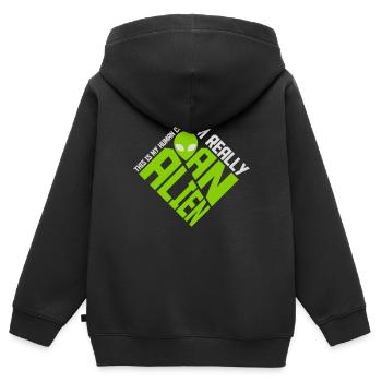 Citation extraterrestre de costume humain - Sweat Premium à capuche zippé enfant bio - noir - Dos - AI Model Kid Male (0cm)