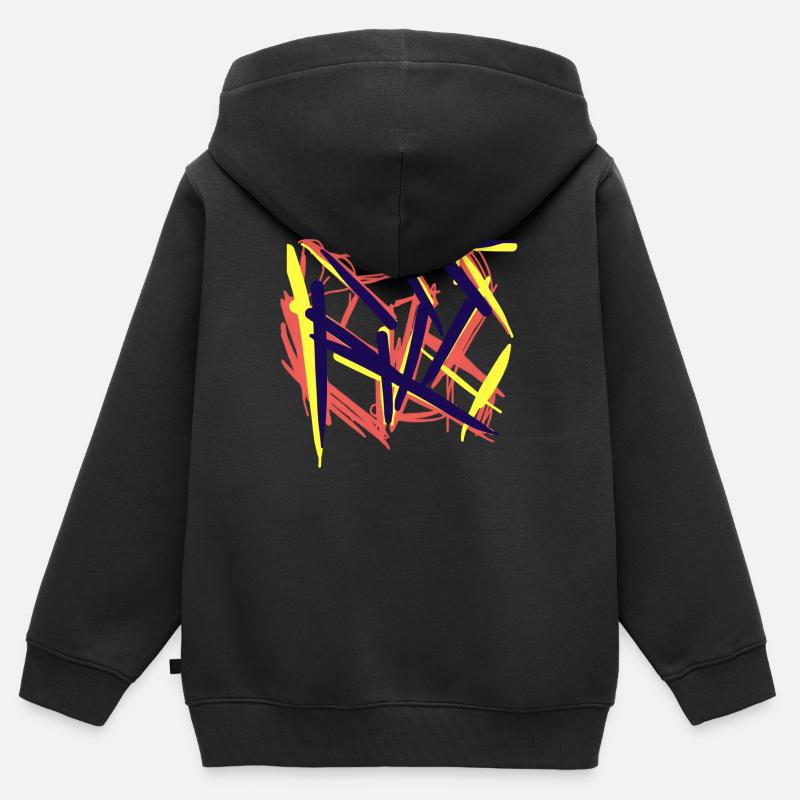 Cube multicolore sur T-shirt noir - Sweat Premium à capuche zippé enfant bio - noir