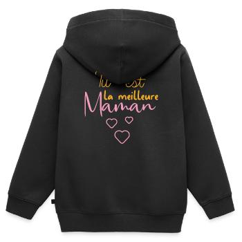 Tu est la meilleure Maman - Sweat Premium à capuche zippé enfant bio - noir - Dos - AI Model Kid Male (0cm)