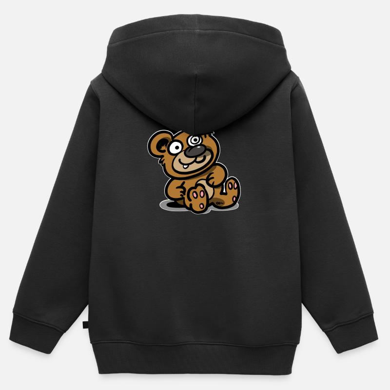 Nounours - Sweat Premium à capuche zippé enfant bio - noir