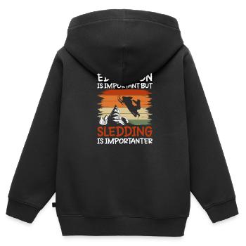 Schlitten Wintersport - Kinder Premium Organic Zip Hoodie - Schwarz - Hinten - AI Model Kid Male (0cm)