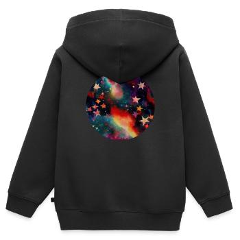Univers Galaxy Stars - Sweat Premium à capuche zippé enfant bio - noir - Dos - AI Model Kid Male (0cm)
