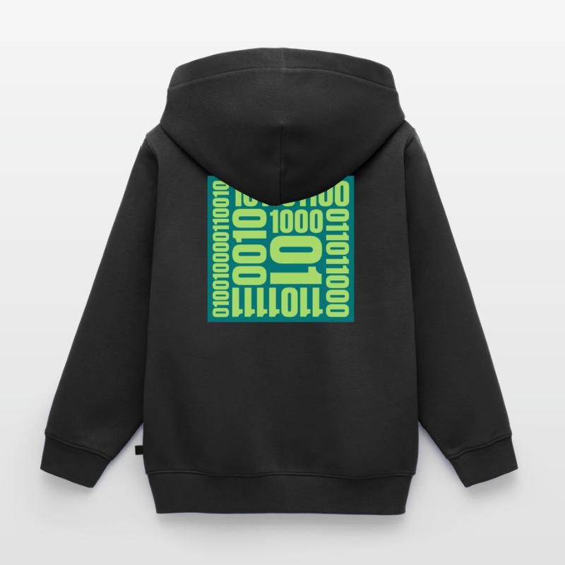 Binary Code Program Language Kids Premium Organic Zip-up Hoodie