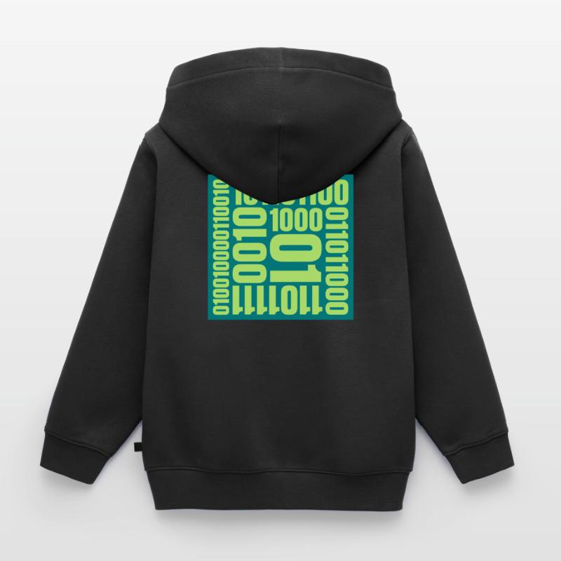 Binary Code Program Language Kids Premium Organic Zip-up Hoodie
