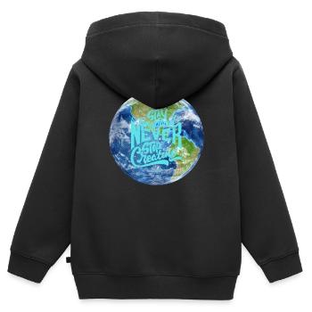 Planet Erde - Kinder Premium Organic Zip Hoodie - Schwarz - Hinten - AI Model Kid Male (0cm)