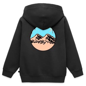 Montagnes de ciel étoilé - Sweat Premium à capuche zippé enfant bio - noir - Dos - AI Model Kid Male (0cm)