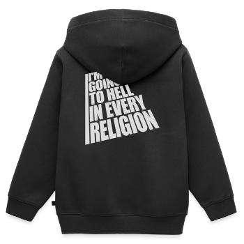 En allant en enfer - Sweat Premium à capuche zippé enfant bio - noir - Dos - AI Model Kid Male (0cm)